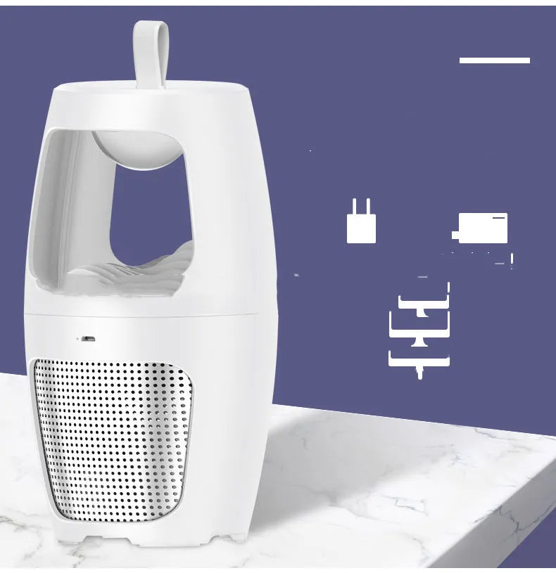 Indoor mosquito killer lamp with USB cable, black or white colour, dimensions 115x115x227mm