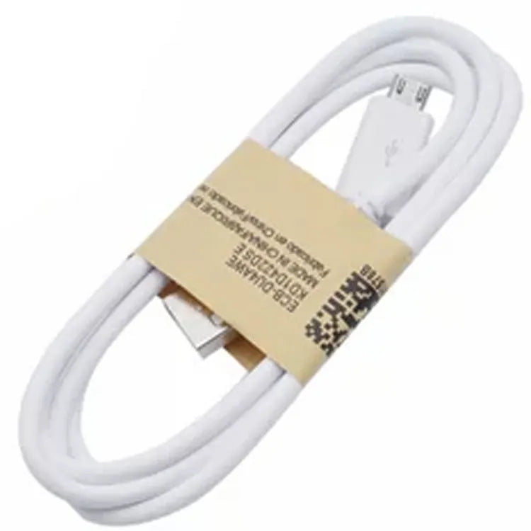 Black and white Android Micro USB data cable with 1 metre length for phone charging and data transfer.