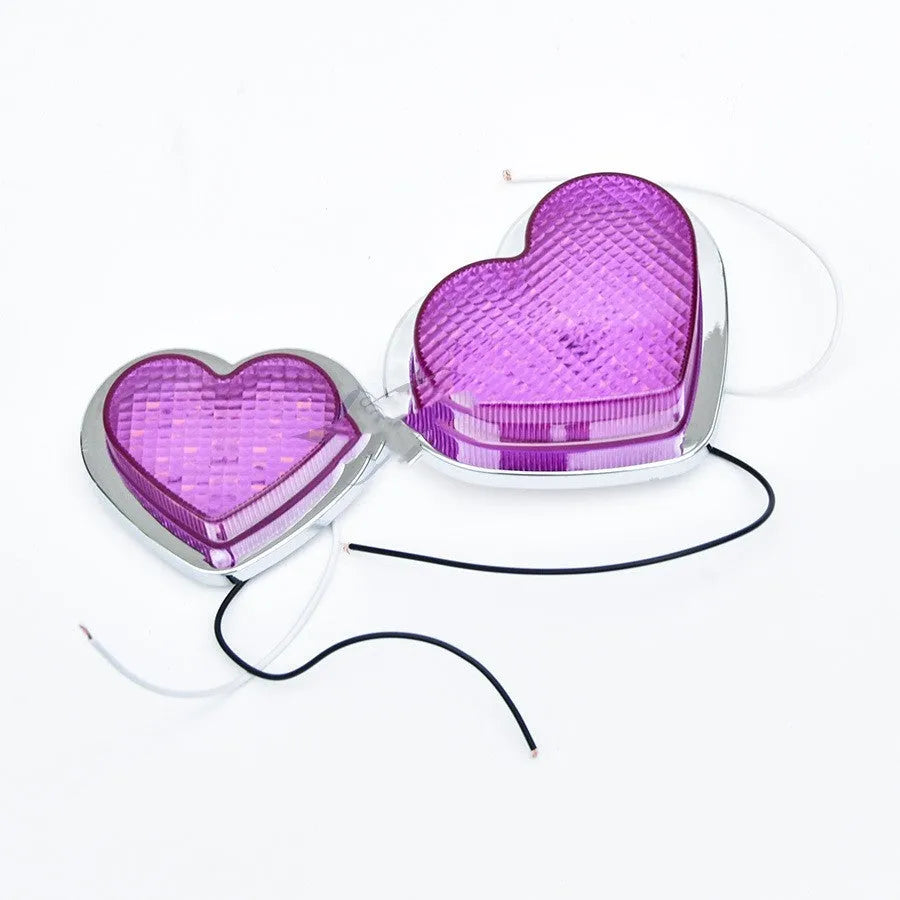 Heart-shaped 12V LED car sidelight for fender mounting in choice of colours