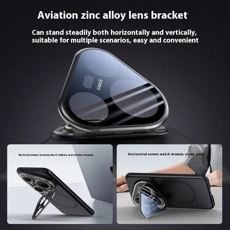 Huawei Pura80 magnetic lens protective case in frosted PC with drop-resistant design