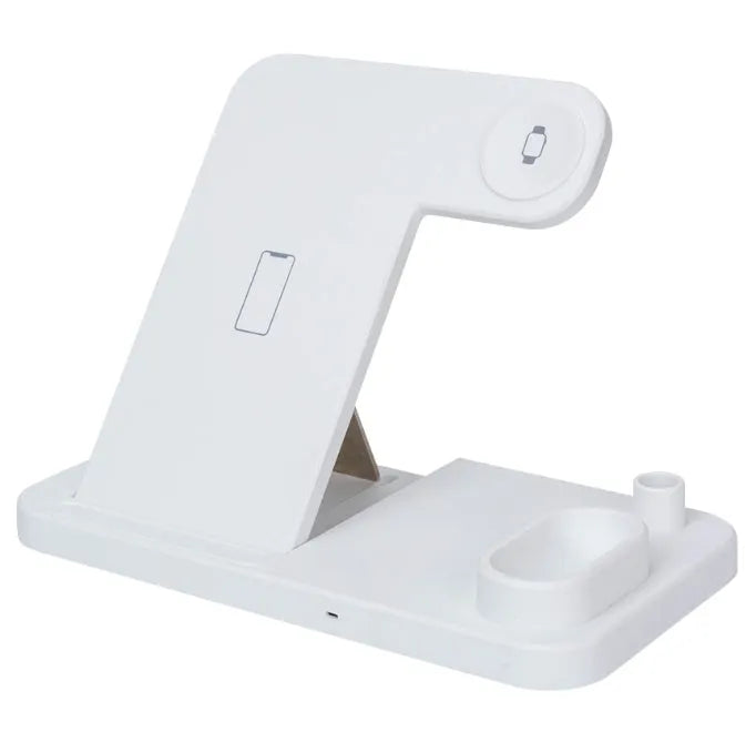 4-in-1 wireless charging station with adjustable magnetic plate, charging phone, Apple Watch, AirPods, and Apple Pencil