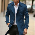 Men's plus size lapel collar casual jacket in army green colour shown mid-length.