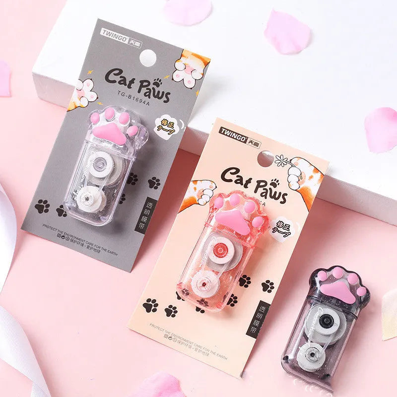 Cat claw and paw print design correction tape dispenser with 5mm width and 6 metre length.