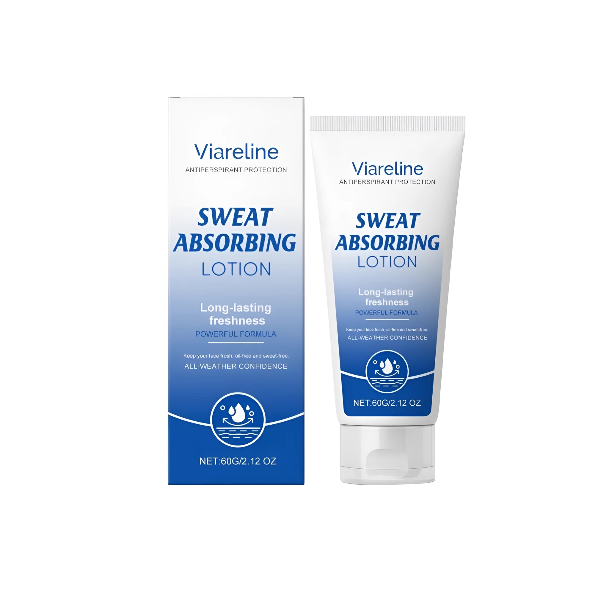 60g container of sweat absorbing facial lotion with shea butter and witch hazel extract
