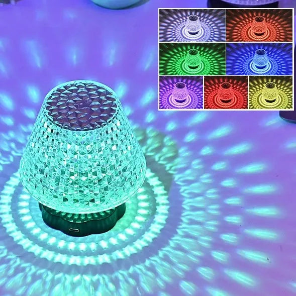 Crystal décor table lamp with touch sensor base and USB charging cable