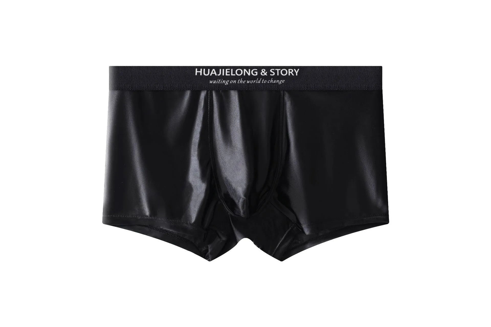 Men's light grey ice silk traceless underwear laid flat, showing mid-rise waistband.