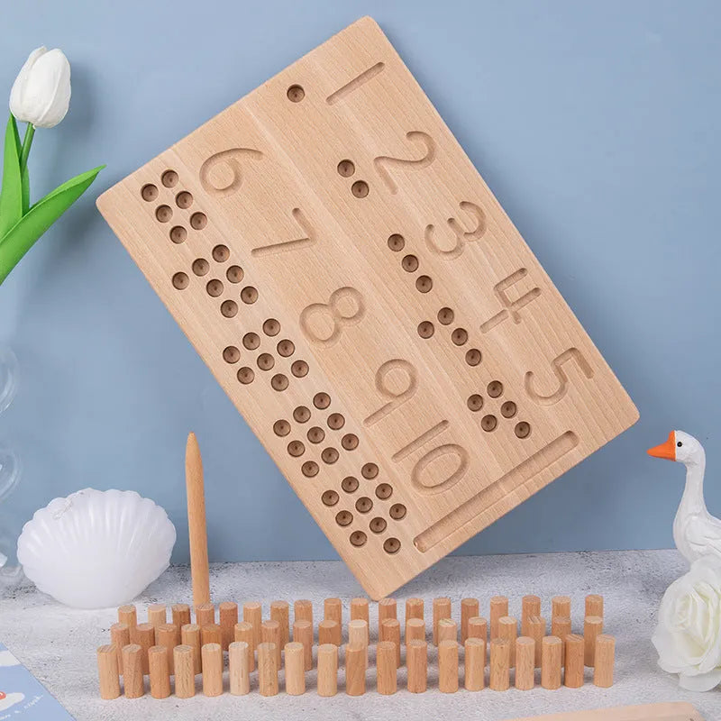 Wooden Montessori logarithmic board with blind writing board in a 32 x 20.5 x 4.5 cm colour box
