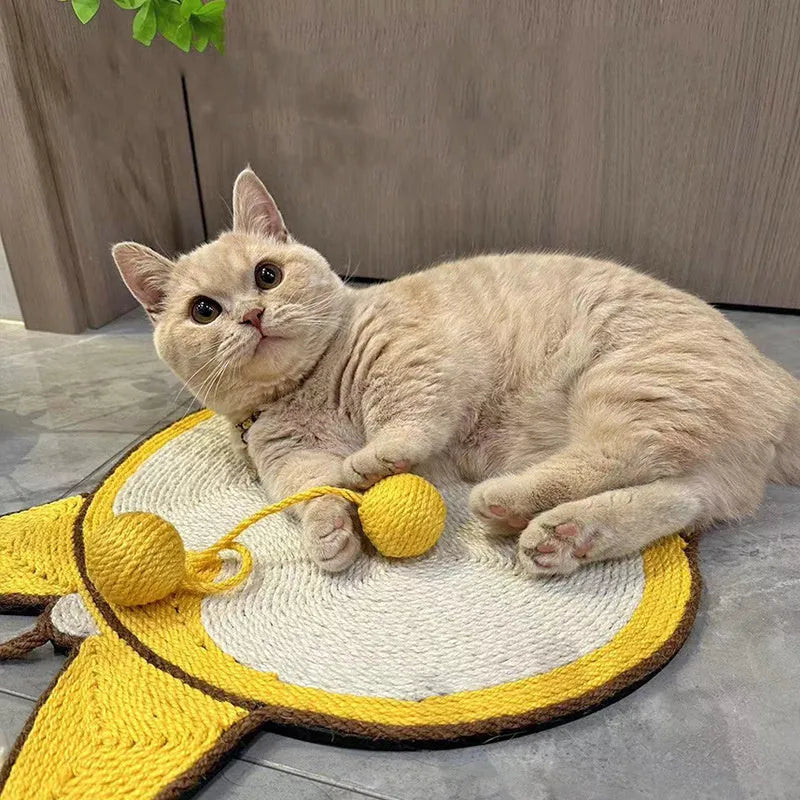 Yellow Corgi design cat scratching board with sisal surface measuring 37x40cm