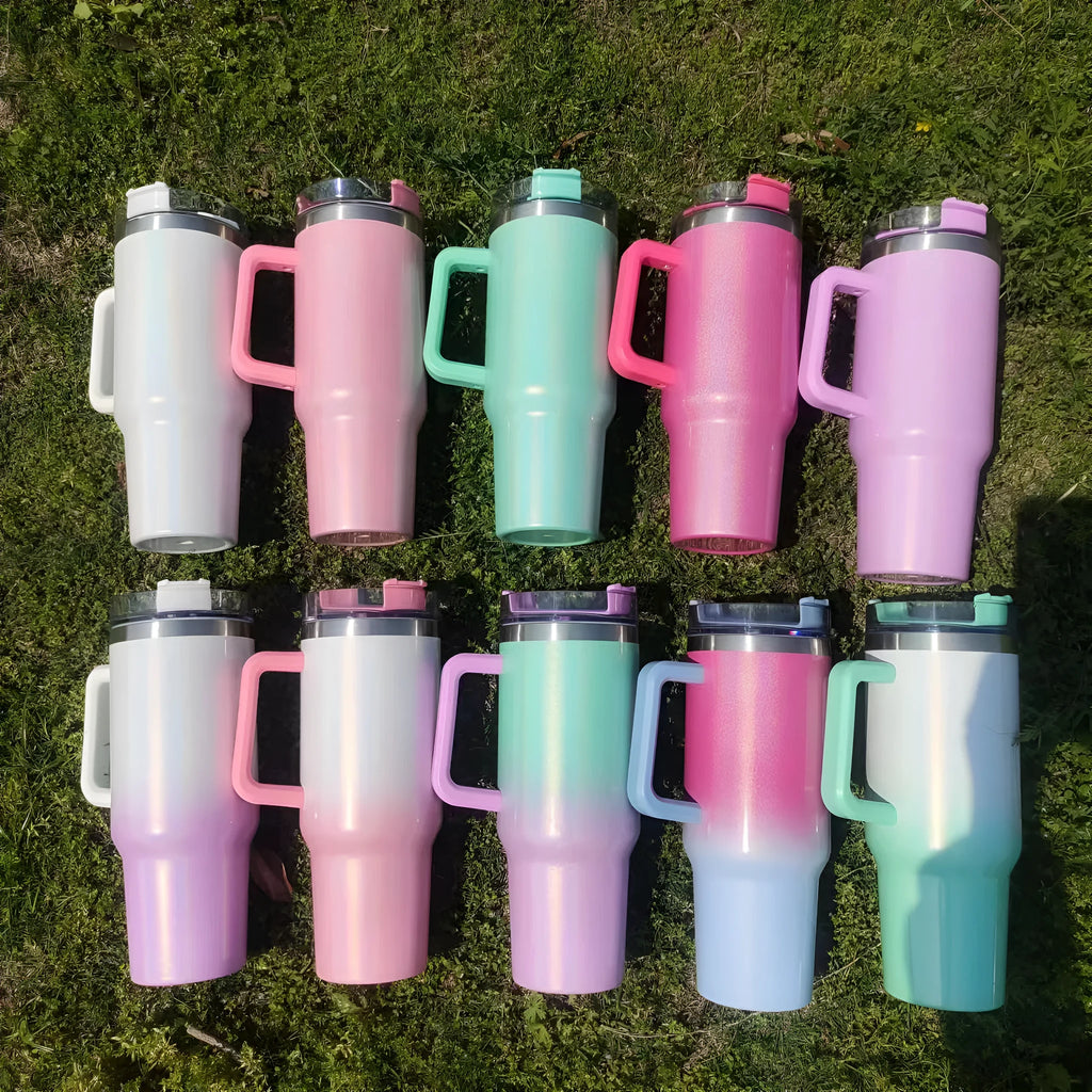 Large capacity stainless steel vacuum insulation cup with rainbow colour finish