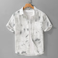 Men's floral print cotton cardigan with short sleeves in light green colour