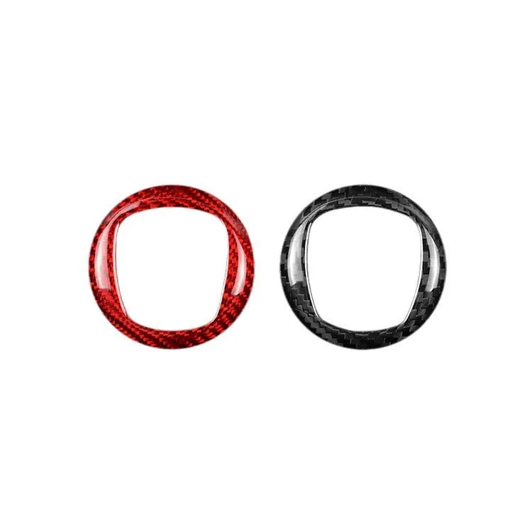 Carbon fibre steering wheel decorative sticker frame in black and red colour options