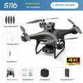 S116 black HD brushless UAV with four-side obstacle avoidance and camera in flight