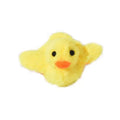 Yellow electric flapping duck cat toy with catnip and vibration sensor on plain background