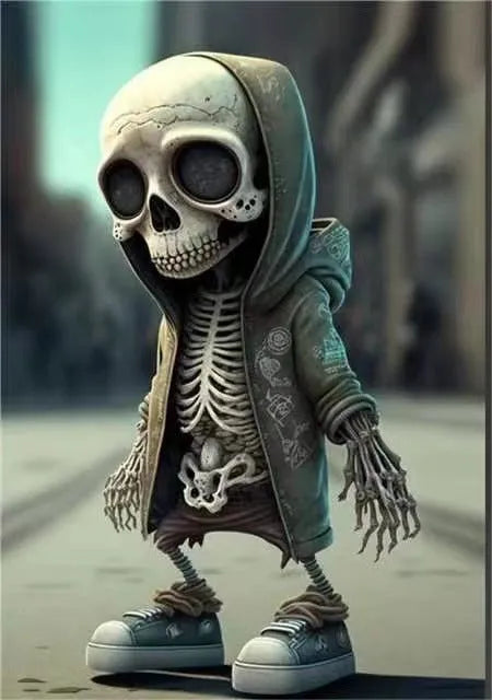 Cool resin skeleton figurine ornament measuring 15cm tall, in American style design for home decor.