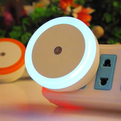 Round halo LED induction lamp shown in one of its four colour options: blue, red, white, or yellow.