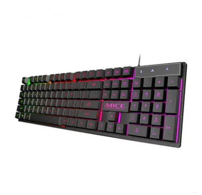 Black USB wired gaming keyboard with luminous backlighting and frosted keycaps showing 1.3 metre cable