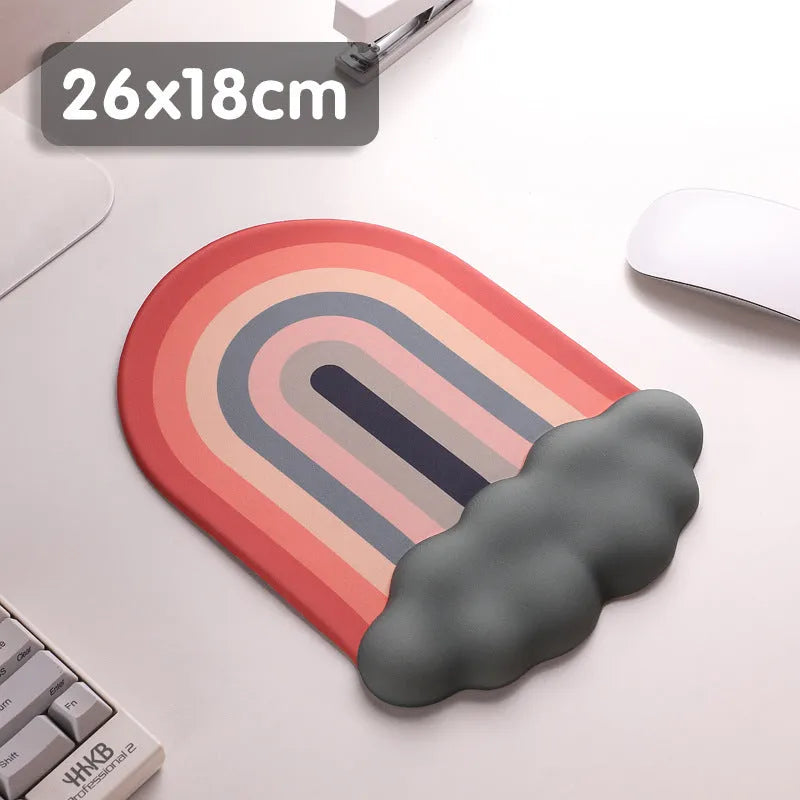 Silica gel wrister mouse pad and keyboard support set with pastoral cloud patterns in silicone material