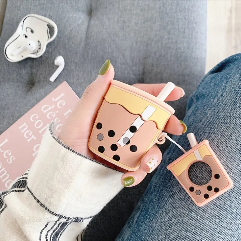 Silicone AirPods earphone covers in green, orange, pink, purple colours