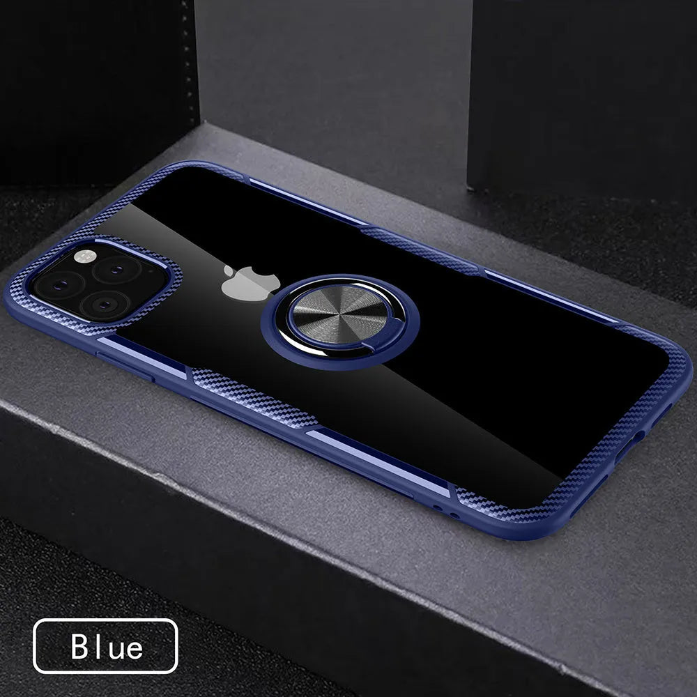 iPhone back cover case in navy blue with precise button cutouts and demolition feature for photo adjustments
