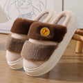 Thermal cotton slippers with cashmere lining in pink-green colour, showing plush exterior and non-slip sole