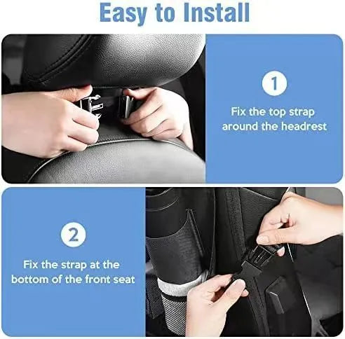Black oxford cloth car seat back organiser bag with 42x30cm hanging storage pocket