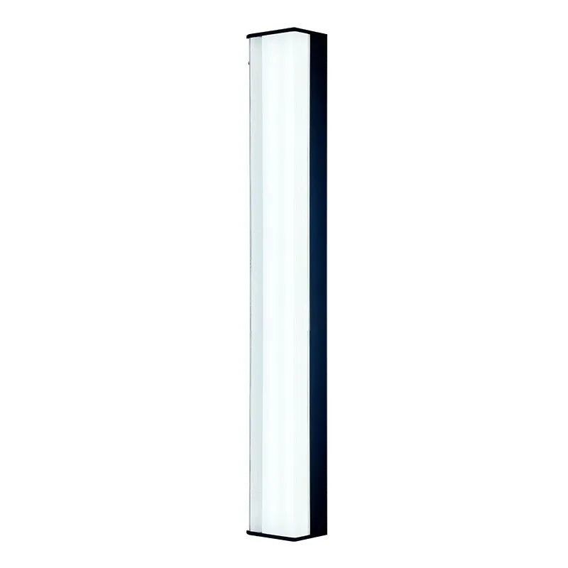Modern minimalist LED outdoor wall lamp with IP65 waterproof rating shown in courtyard setting