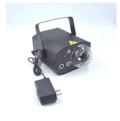 Black or white LED laser magic fan stage light with laser projection and remote control.