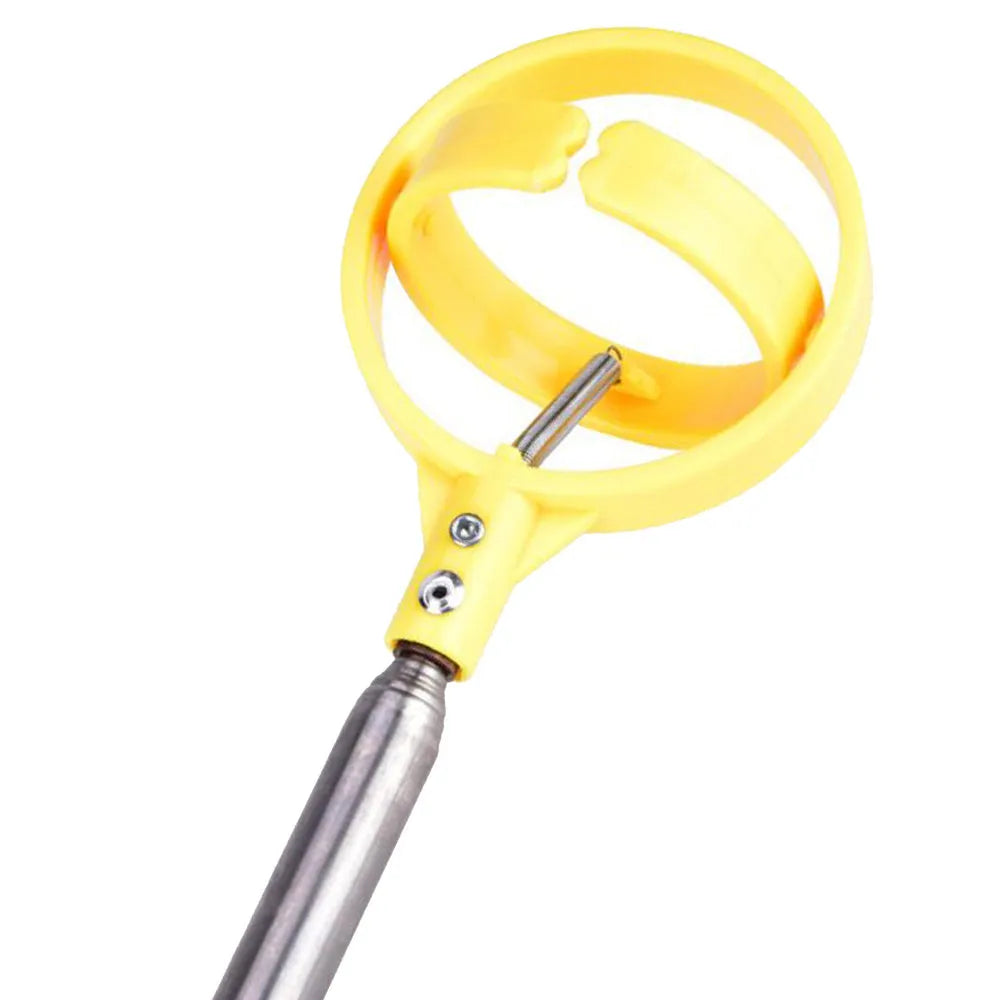 Yellow 8-section stainless steel retractable golf ball picker, 2 metre telescopic pole, folds to 43 x 8 x 5 cm