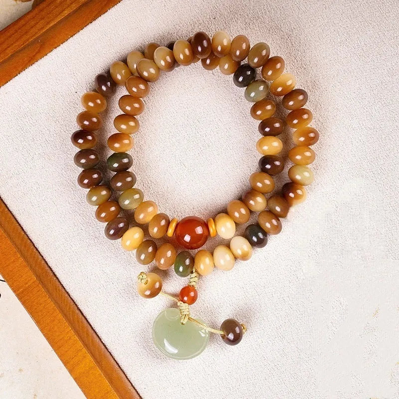 108 bead Bodhi seed mala bracelet, 10mm beads, Dunhuang Duobao gradient Begonia Fire Lotus, unisex ethnic style