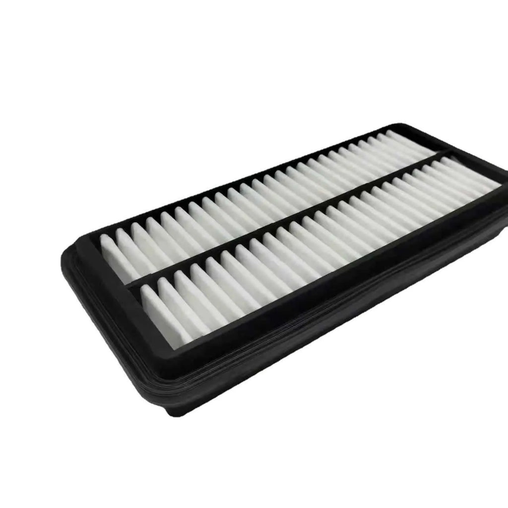 Black car air filter with dimensions 256mm by 113mm by 40mm for Modern vehicles