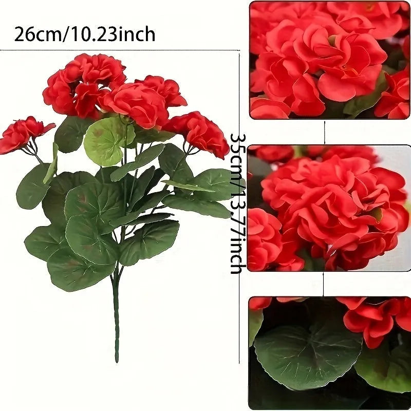 35cm tall red artificial silk crabapple flower with screen printing detail for home decoration