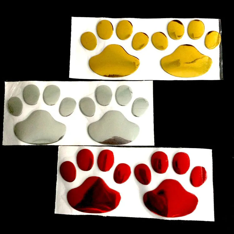 PVC footprint sticker 60x60mm with chrome finish and adhesive back, shown in silver, gold, red or black.