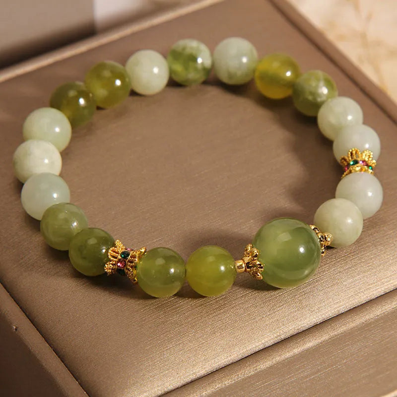 Xiuyan jade green women's bracelet with adjustable 18-20cm length and smooth polished surface