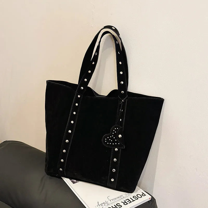 Women's PU leather tote bag with sandwich pocket design and double shoulder straps in four colour options