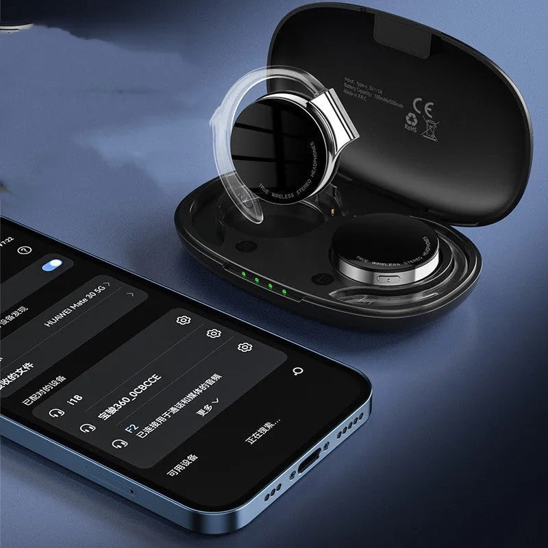 Black sports wireless Bluetooth earphones with ear plug design showing bilateral stereo configuration