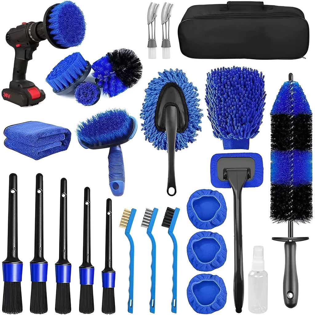 26-piece automotive cleaning kit with car wash brush and accessories for vehicle maintenance