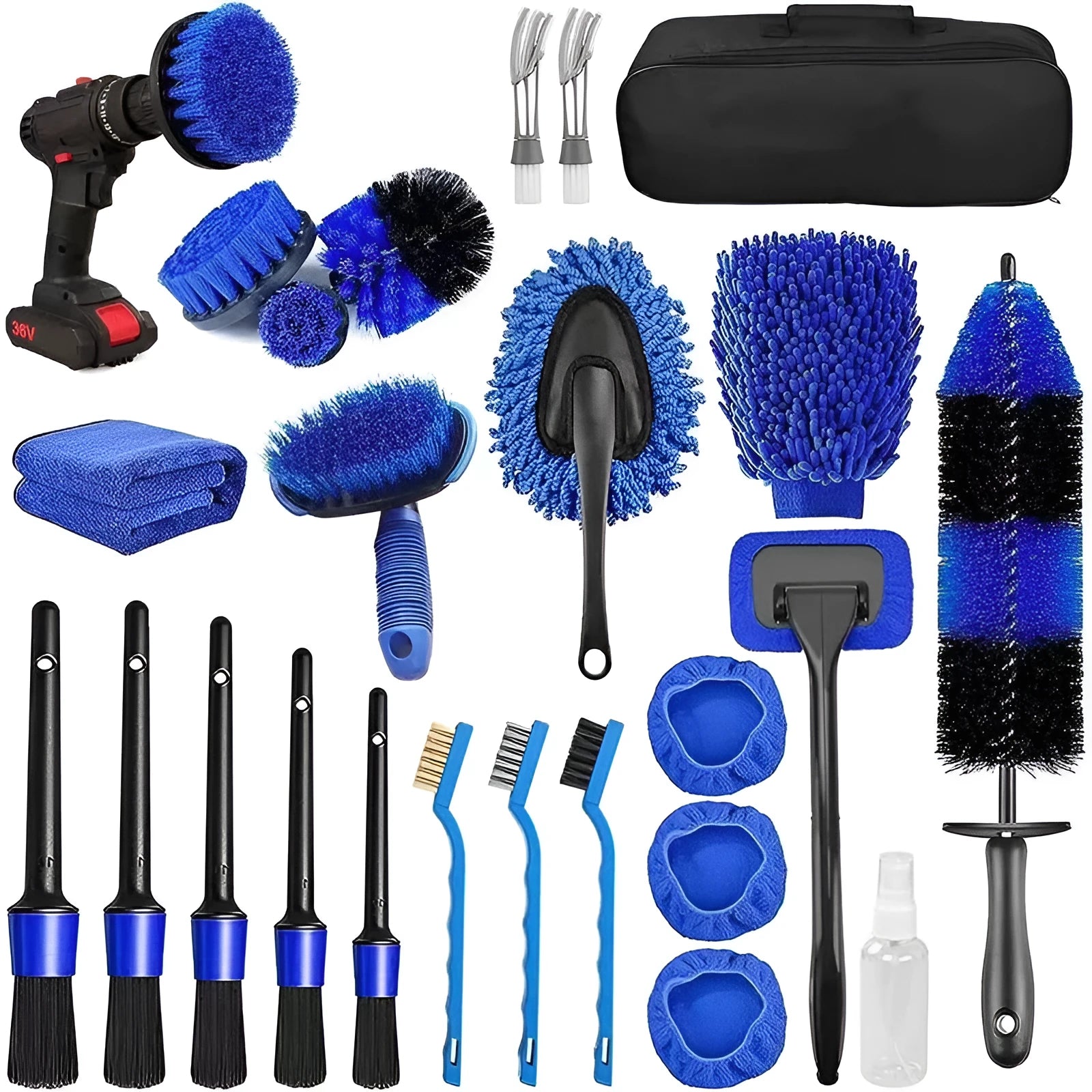 26-piece automotive cleaning kit with car wash brush and accessories for vehicle maintenance