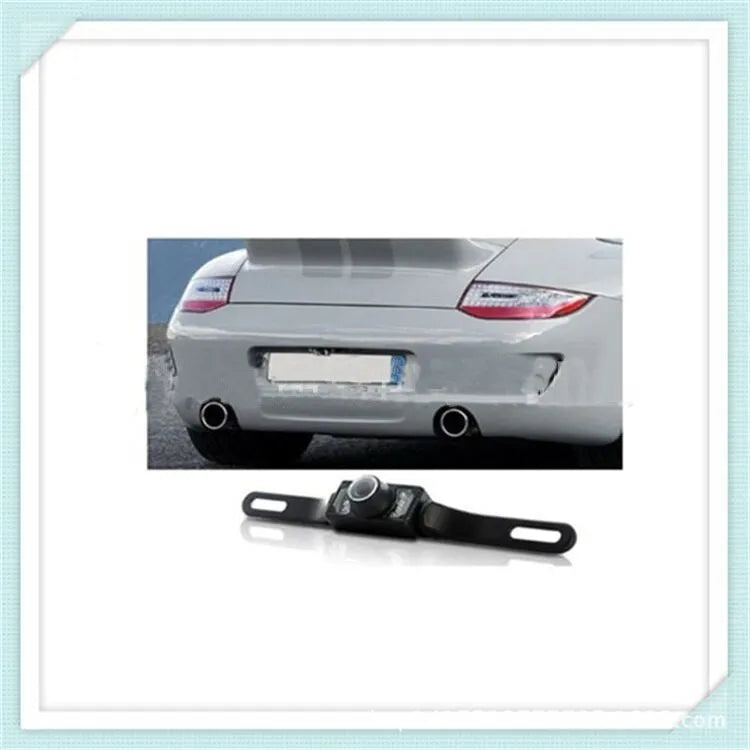 Black car reversing camera with bracket, infrared night vision, 120° view, IP67/68 waterproof, 12V, 1m power cord and 6m video cable