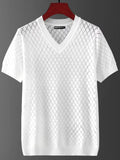 Men's ice silk t-shirt with Korean style cut-out design in black and white colours, available in sizes M to XXXL
