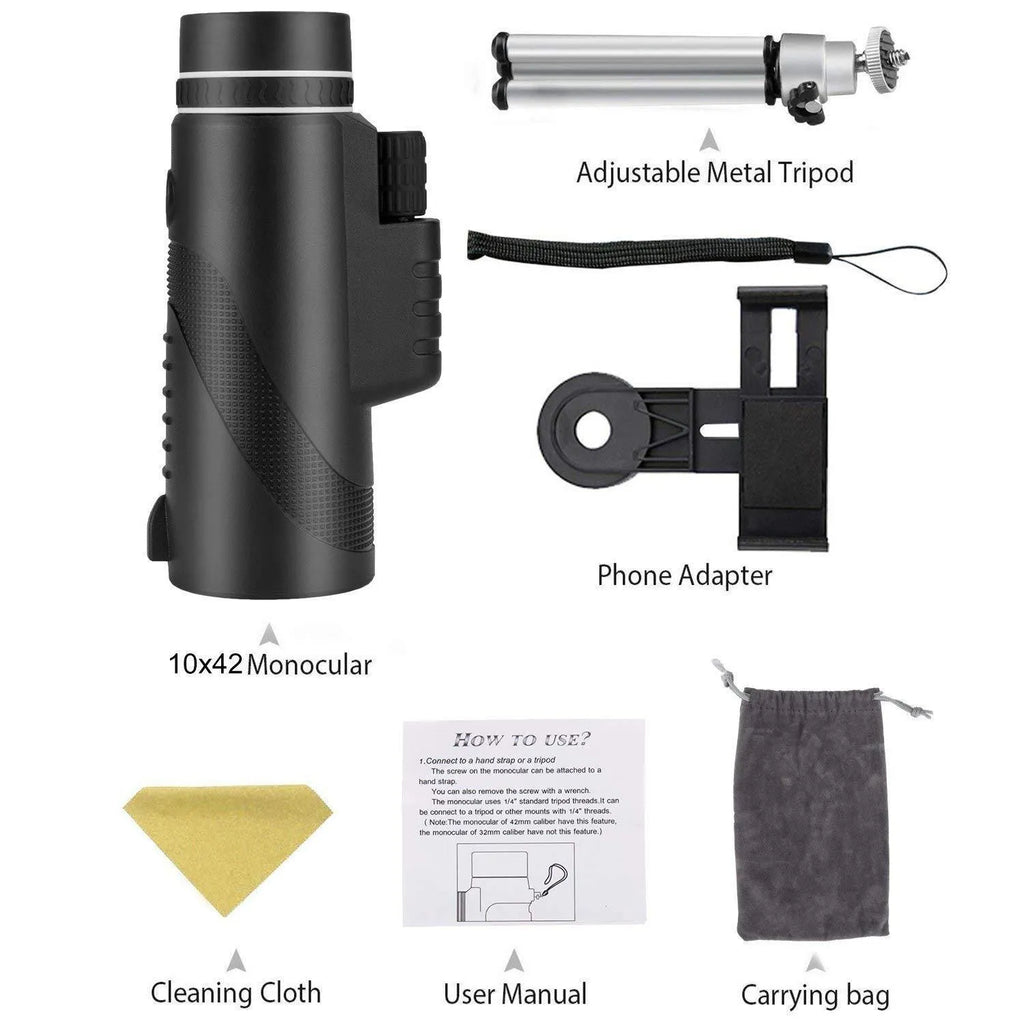 Black HD 40x60 cellphone telescope with 60mm lens, 40x magnification, and waterproof design for outdoor use