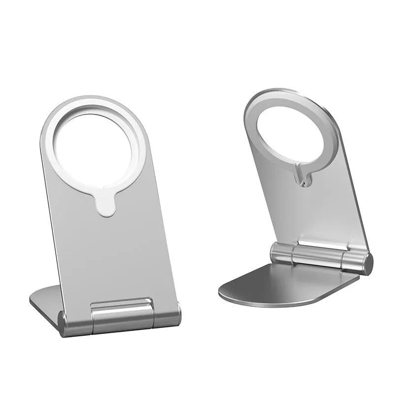 Silver vertical adjustable magnetic phone bracket measuring 105mm by 110mm for iPhone12 mounting