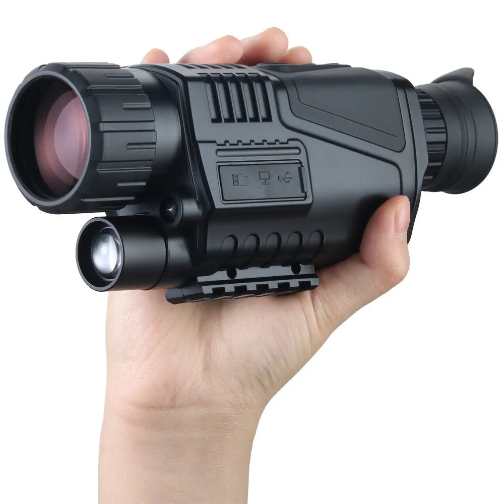 Outdoor infrared digital night vision telescope with rubber-coated body, 40mm lens, and storage bag for bird watching and travel
