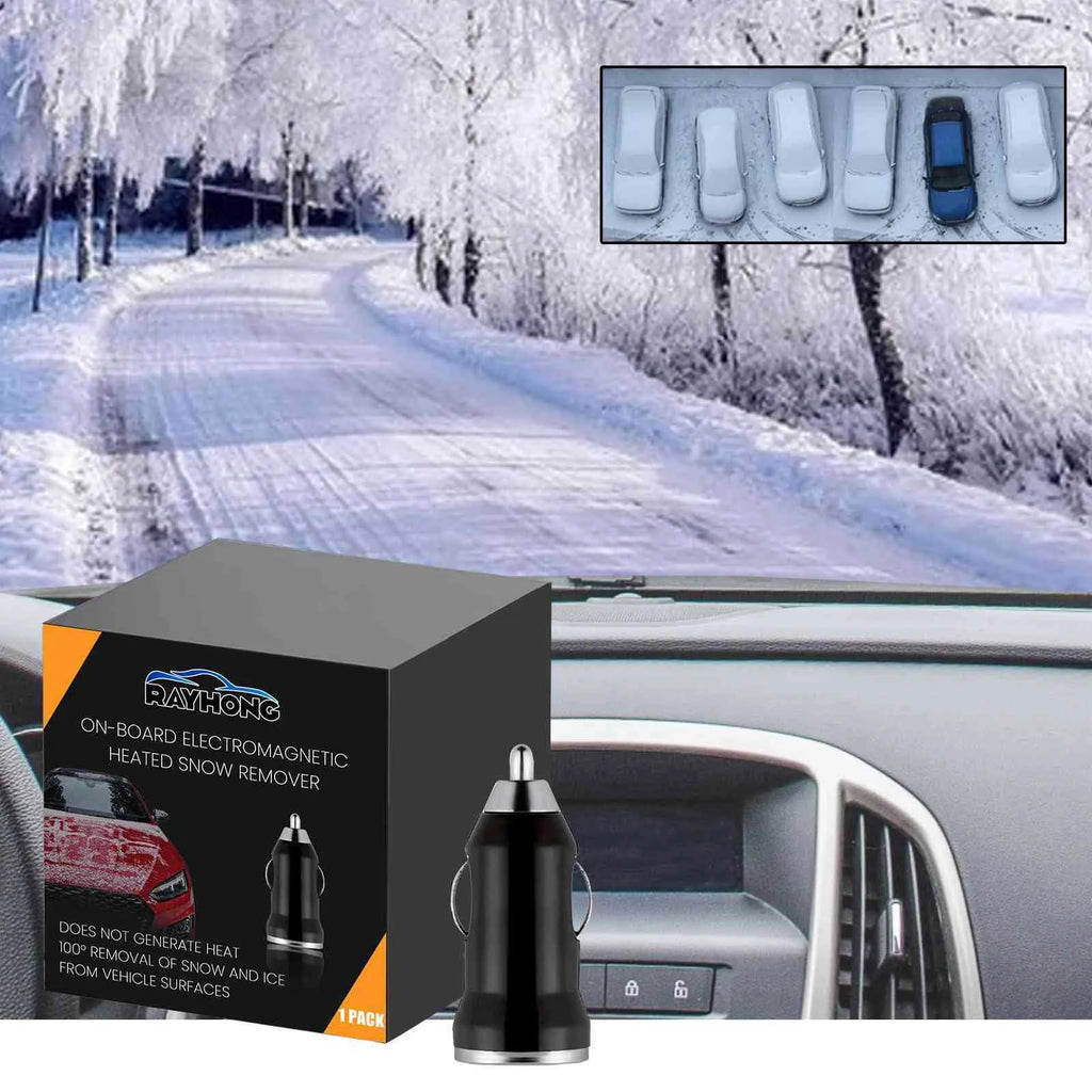 Black portable car snow removal charger de-icer tool measuring 5.5 cm for vehicle windscreens