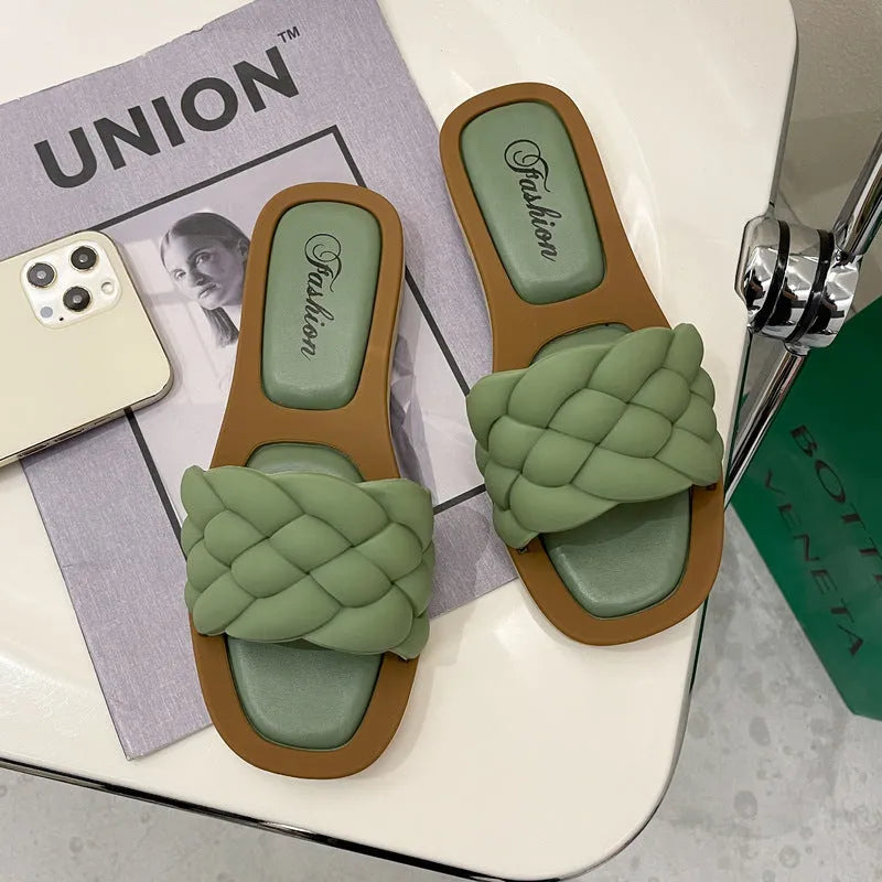 Women's PVC beach sandals with anti-skid soles in black, green, orange or white colours, sizes 36-40