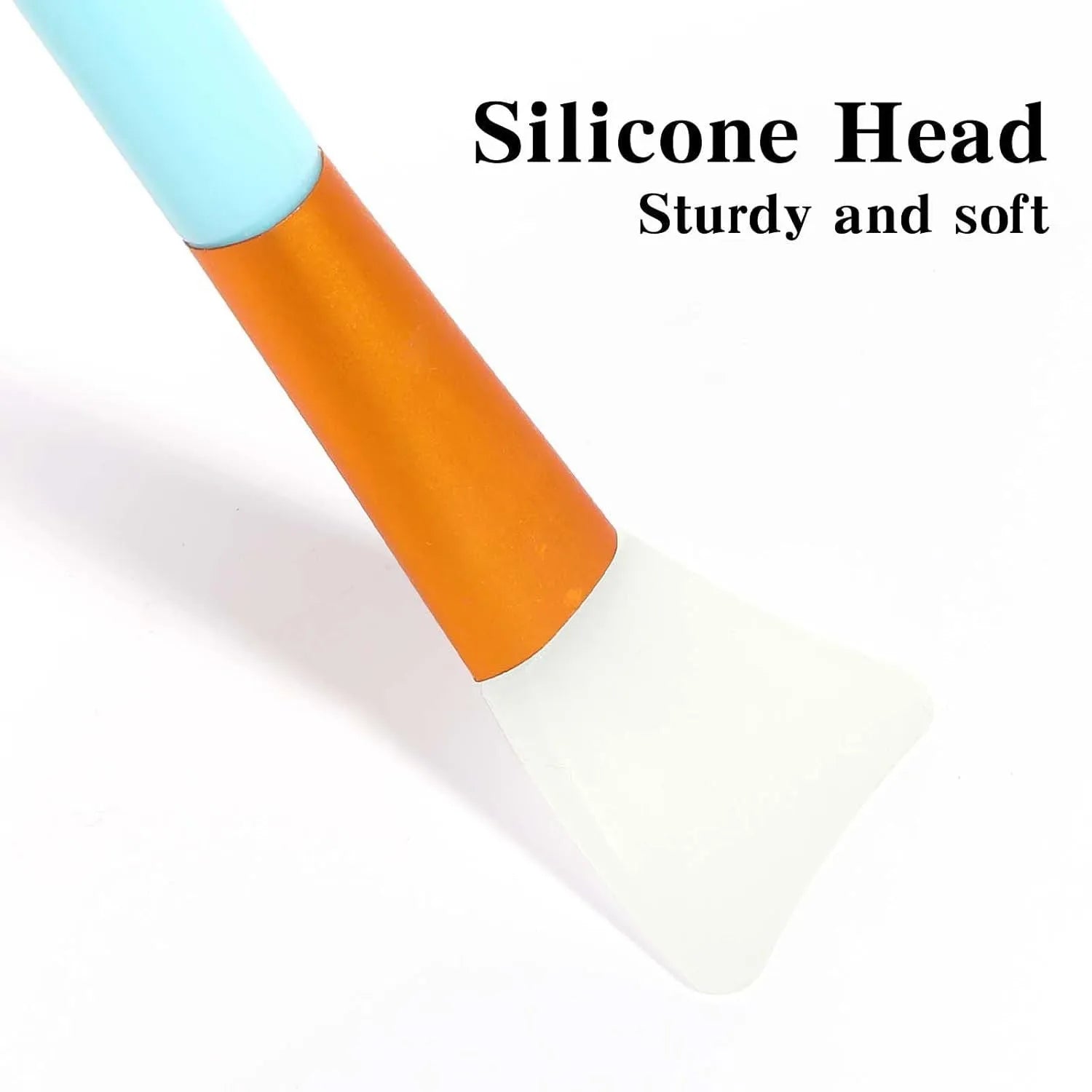 Reusable silicone spatula applicator for face and body masks in various colours on a plain background.