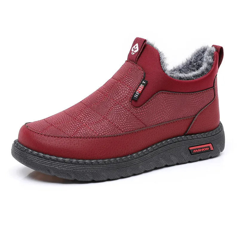Women's black casual flat boots with round toe and non-slip rubber soles