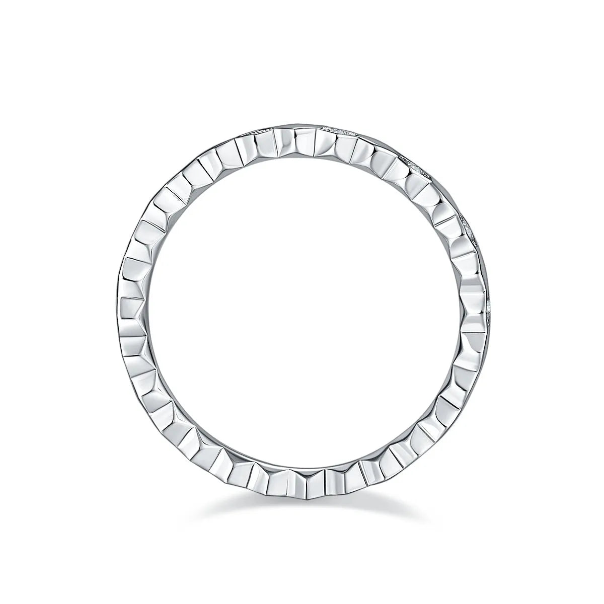 Moissanite wedding ring set in S925 silver with platinum plating, sizes 5-9, GRA certificate and gift box.