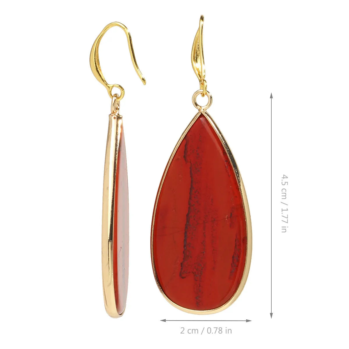 Vintage Tigereye long water drops earrings showing 5-7cm stone drop shape with manual texture processing