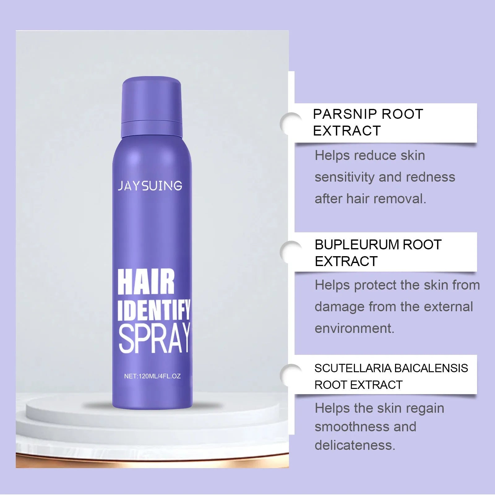 Portable 120ml non-irritating hair removal spray bottle with natural root extracts