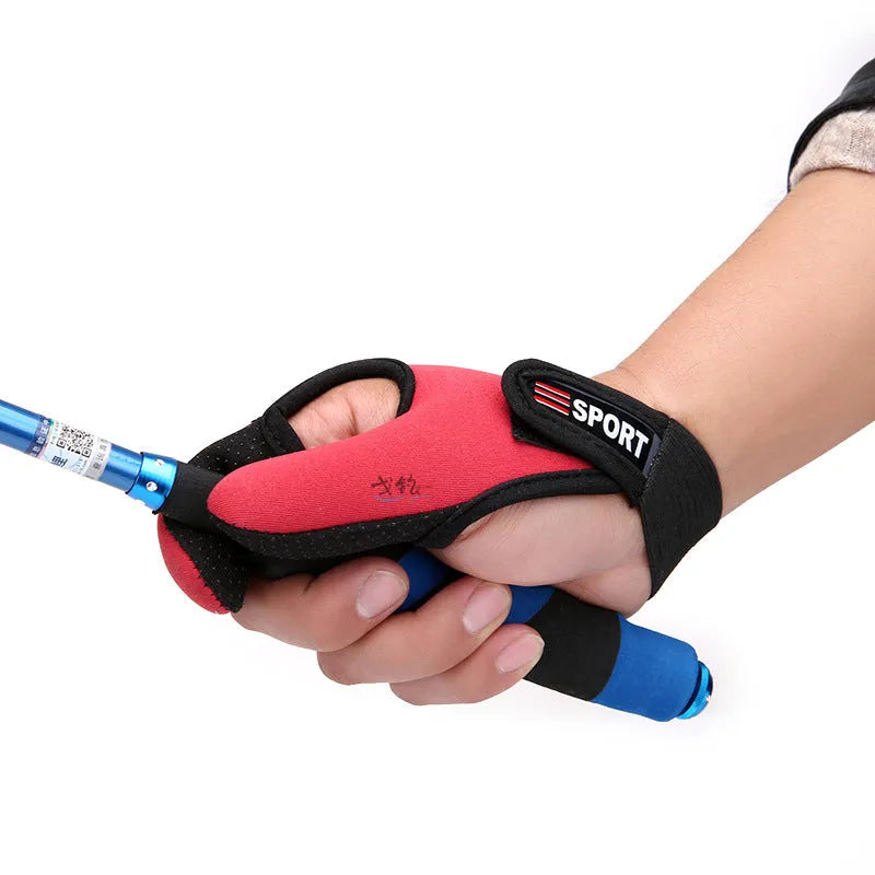 Two finger fishing gloves showing microfiber palm and diving cloth back, available in multiple colours